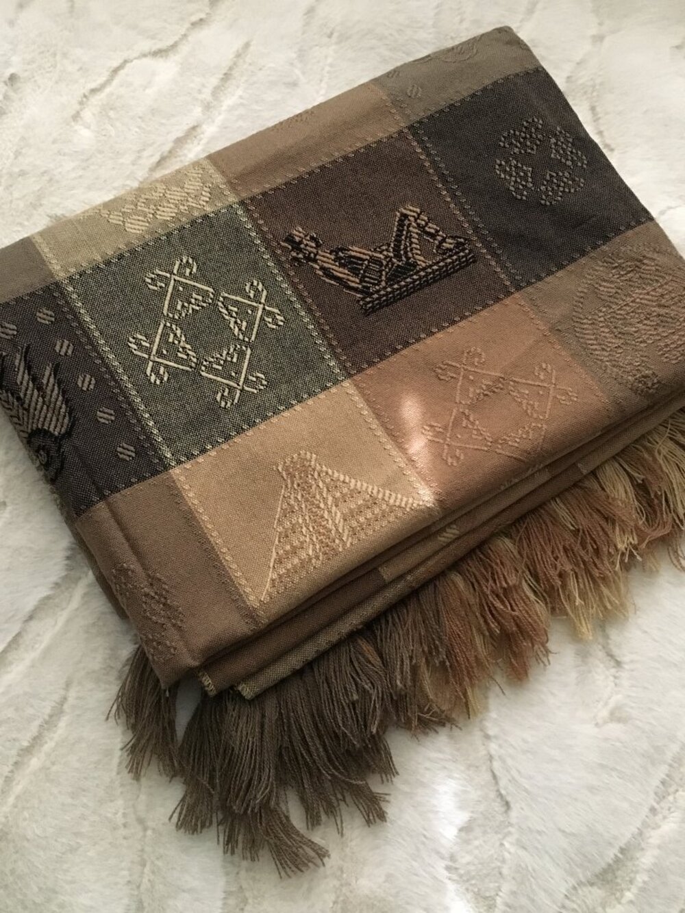 Handwoven Mexican Wool Artisan Blanket Mayan Decor